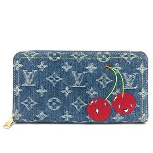 LOUIS VUITTON M23161 Murakami Takashi Monogram Denim Cherry Zippy Wallet